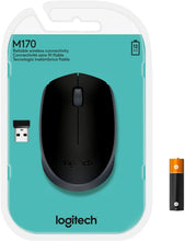 Load image into Gallery viewer, Logitech M170 2. 4GHz Wireless 3-Button Optical Scroll Mouse W/Nano USB Receiver (Black)