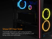 Load image into Gallery viewer, GAMDIAS RGB Gaming Mid-Tower Case Left Tempered Glass Two LED Strip Switchable IO Port with Two RGB Fans Cases TALOS M1, Black