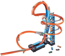 Load image into Gallery viewer, Hot Wheels Sky Crash Tower Track Set, 2.5+ ft / 83 cm High with Motorized Booster, Orange Track &amp; 1 Vehicle