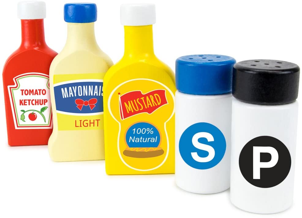 Imagination Generation Wood Eats! Backyard Barbecue Condiments Set (5pcs)