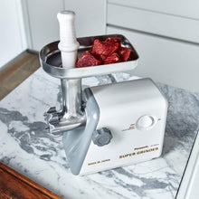 Load image into Gallery viewer, Panasonic Meat Grinder, Electric Heavy Duty with Sausage Stuffer and Kubbe Maker Attachments, Precision Japanese Technology, Multifunctional Tabletop, 1, White
