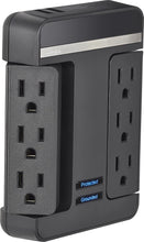Load image into Gallery viewer, Rocketfish 6-Outlet/2-USB Swivel Wall Tap Surge Protector Black