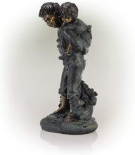 Load image into Gallery viewer, Alpine Corporation GXT484 Piggyback Ride Statue Outdoor Garden, Patio, Deck, Porch-Yard Decoration, 16-Inch Tall, Antique Bronze