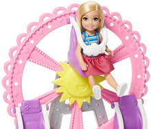 Load image into Gallery viewer, Barbie Club Chelsea Doll and Carnival Playset, 6-inch Blonde Wearing Fashion and Accessories, with Ferris Wheel, Bumper Cars, Puppy and More, Gift for 3 to 7 Year Olds