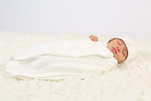 Load image into Gallery viewer, Under the Nile Organic Cotton Baby Unisex White Swaddle Blanket with Stork Embroidery