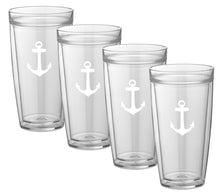 Load image into Gallery viewer, Kraftware Kasualware Collection Fleur de Lis Doublewall Drinkware (4 Pack), 14 Ounce, Clear