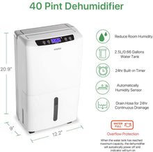 Load image into Gallery viewer, Waykar 40 Pint Dehumidifier for Home and Basements in Spaces up to 2000 Sq Ft,Auto or Manual Drain