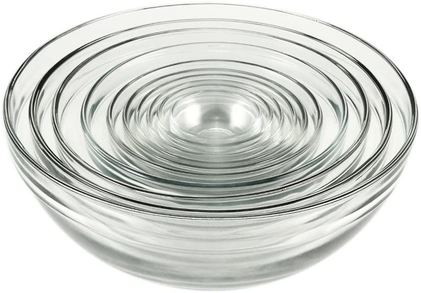 Anchor Hocking Glass Mixing Bowls, Mixed, Set of 10