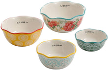 Load image into Gallery viewer, The Pioneer Woman Vintage Floral 4-Piece Measuring Bowl with 4-Cup Measuring Cup, 5-Piece Set