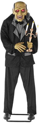 Halloween Standing Butler Holding Candelabra 6 ft. Animated Battery Operated