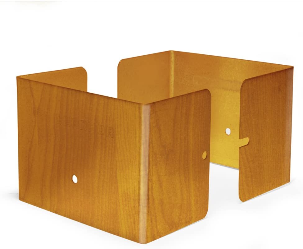 Fence Armor Galvanized Steel Post Protectors | 1 Pair of 4” x 4” Redwood Grain Post Guards | Fence Post and Mailbox Protection from Weed Whacker Damage (FA4x4VRWMB)