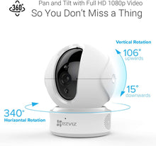 Load image into Gallery viewer, EZVIZ C6CN 1080p Indoor Pan/Tilt WiFi Security Camera, 360° Coverage, Auto Motion Tracking, Two-Way Audio, Clear 30ft Night Vision, Supports MicroSD Card up to 256GB (Sold Seperately), 2.4GHz WiFi