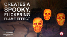 Load image into Gallery viewer, Gemmy Lightshow Flickering Skulls Halloween Pathway Markers (3-Count)