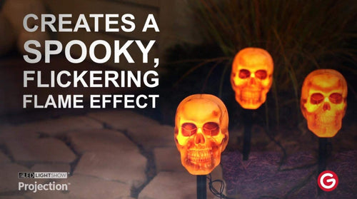 Gemmy Lightshow Flickering Skulls Halloween Pathway Markers (3-Count)