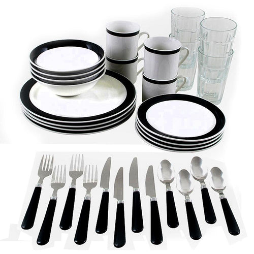 Gibson Essex 32 Piece Dinnerware Set Black