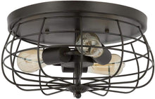 Load image into Gallery viewer, 15 in. Industrial 3-Light Oil Rubbed Bronze Metal Cage Flush Mount