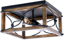 Load image into Gallery viewer, Open Square 14 in. 2-Light Painted Wood with Vintage Black Flush Mount