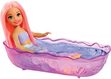Load image into Gallery viewer, Barbie Dreamtopia Mermaid Playground Playset, with Chelsea Mermaid Doll, Merbear Friend Figure and Sand Castle Set with Swing, Slide, Pool and Tea Party, Gift for 3 to 7 Year Olds