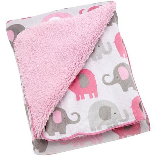 Baby Girl Soft Pink and Gray Elephant Blanket