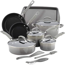 Load image into Gallery viewer, Rachael Ray Hard Enamel Cookware Set 14 Piece Sea Salt Gray