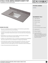 Load image into Gallery viewer, CAHABA CAVT0155 37 in x 19 in Napoli Granite Vanity Top with trough bowl and 4 in faucet spread
