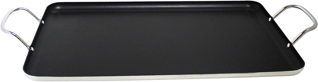 IMUSA USA IMU-1814 Double Burner Griddle Non-Stick 16-Inch, Black