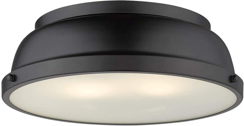 Golden Lighting 3602-14 BLK Duncan Flush Mount, Matte Black with Matte Black Shade
