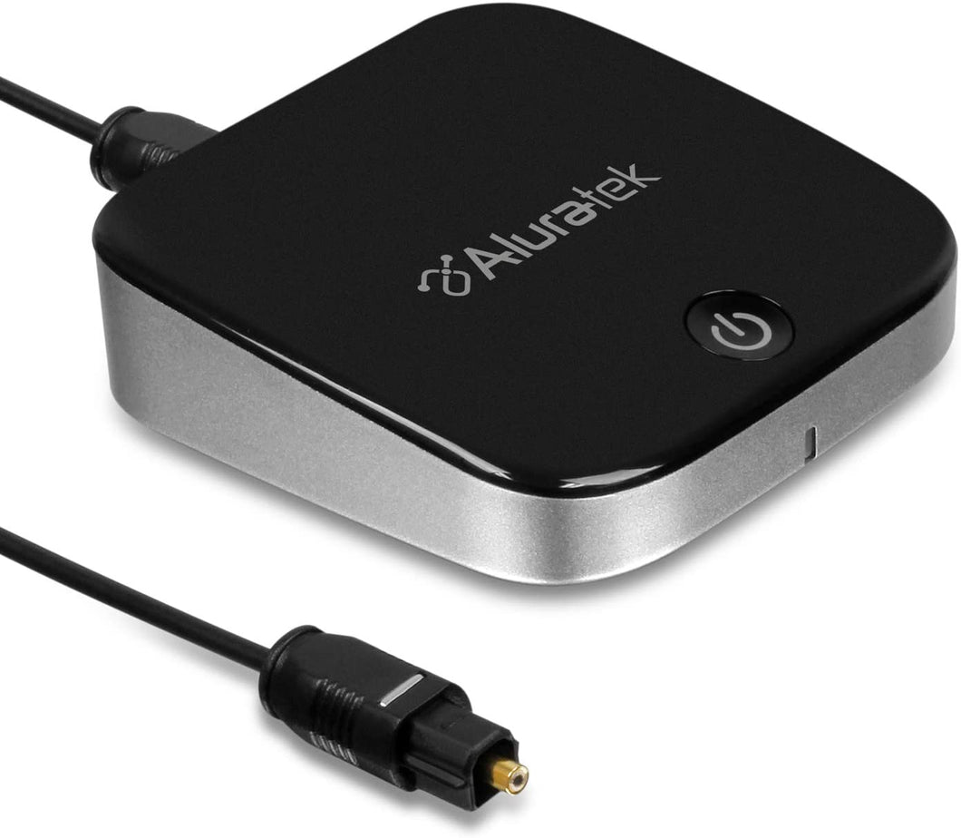 Aluratek ADB1B Bluetooth Audio Receiver and Transmitter, 2-in-1 Wireless 3.5mm, AUX, Optical Audio Adapter, Pairing with 2 Bluetooth Headphones Simultaneously in Transmitter Mode