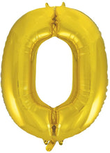 Load image into Gallery viewer, 34&quot; Foil Gold Number 0 Balloon