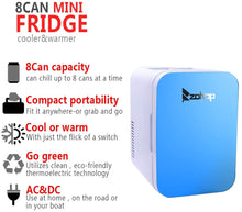 Load image into Gallery viewer, HLB [US-W]ZOKOP Electric Mini Portable Fridge Cooler &amp; Warmer (6 Liter / 0.21 Cuft / 8 Can) AC/DC Portable Thermoelectric System Blue