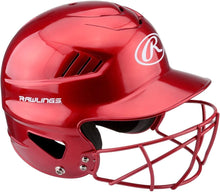 Load image into Gallery viewer, Rawlings Vapor Baseball/Softball Batter's Helmet &amp; Face Guard Mask (RED)