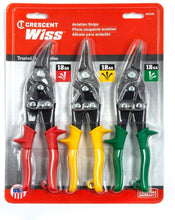 Load image into Gallery viewer, 3pc Wiss Tin Aviation Snips Cutting Tools Set Color Coded Snippers M123R