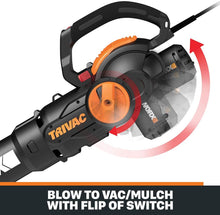 Load image into Gallery viewer, WORX WG514 3-in-1 TriVac Deluxe 2.0 Electric Blower/Mulcher/Vacuum, Black