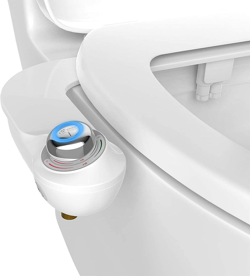 BioBidet Fresh Water Spray Non-Electric Mechanical Bidet Toilet Seat Attachment Posterior and Feminine Wash, UPC Certified Check Valve, Brass Inlet, White, DIY Easy Install, Self Cleaning