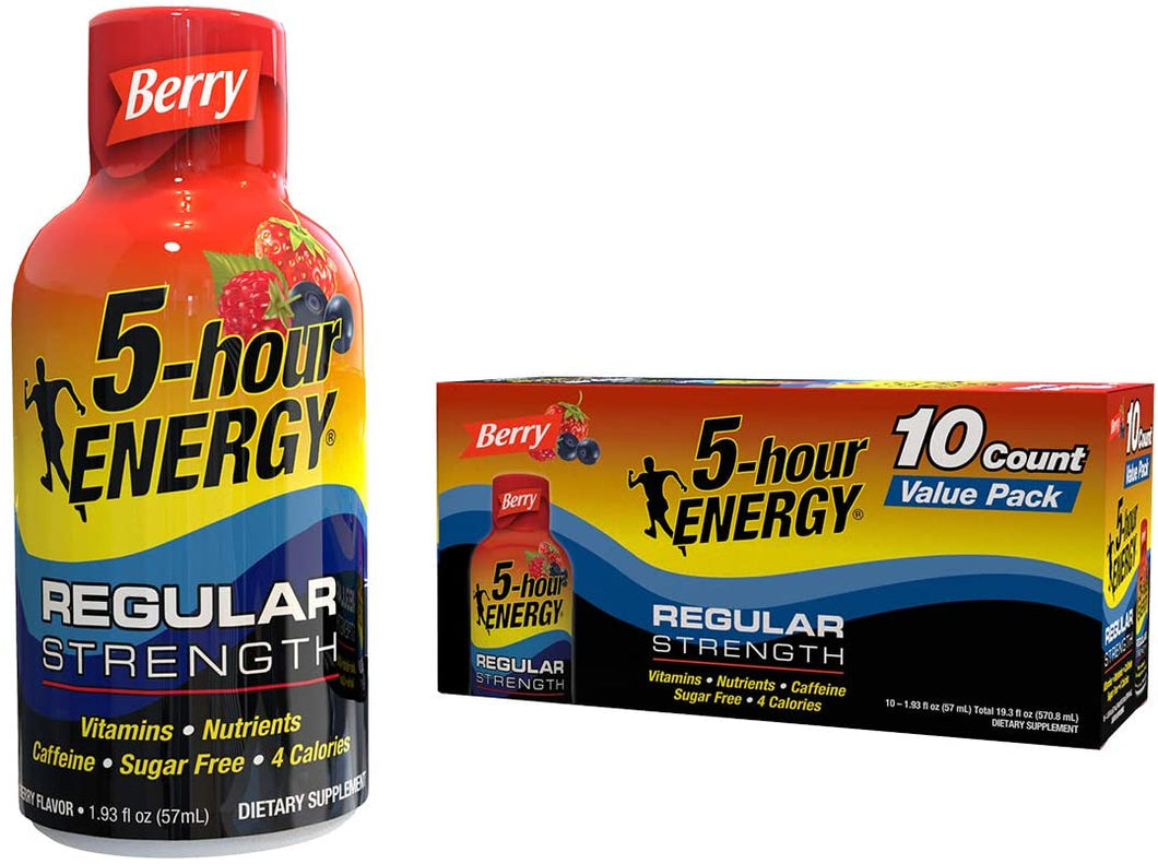 5-hour ENERGY Shot, Regular Strength Berry, 1.93 oz, 10 Pack