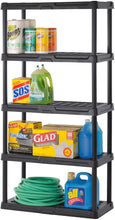 Load image into Gallery viewer, Sandusky Lee PS361872-5B Plastic Shelving, 36" Width x 72" Height x 18" Depth, Black