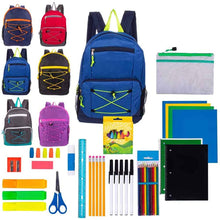Load image into Gallery viewer, 17&quot; Assorted Backpacks with 52 Piece School Supply Kit - Bulk Case of 18 Wholesale Bookbags and Kits