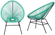 Load image into Gallery viewer, Patio Time Outdoor Furniture Metal Oval Weave Lounge Acapulco Sun Chairs (Set of 2, Turquoise)