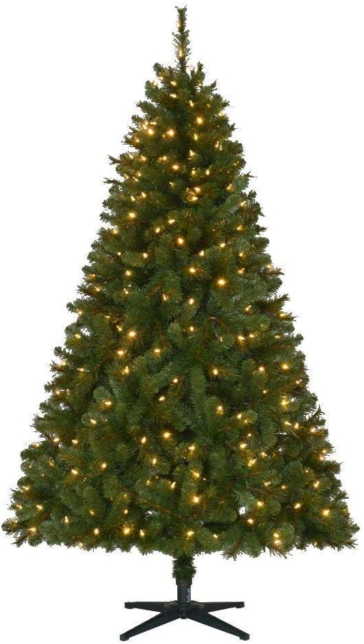 Home Accents Holiday 6.5 ft Wesley Long Needle Pine LED Pre-Lit Artificial Christmas Tree with 300 SureBright Color Changing Lights