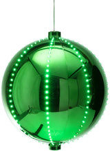 Load image into Gallery viewer, Alpine Corporation LPA108L-GN Hanging Christmas Ball Ornament with Chasing LED Lights Plug-in Festive Indoor Holiday Décor, 13-Inch Tall, Green