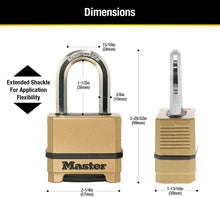 Load image into Gallery viewer, Master Lock M175XDLF Heavy Duty Outdoor Combination Lock, 1-1/2 in. Shackle, Brass Finish