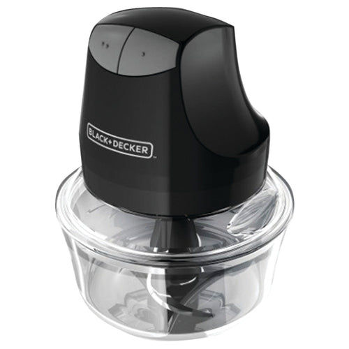 BLACK+DECKER EHC3002B Glass Bowl Chopper (Contains Two 4-Cup Bowls and Lids plus Chopper), Black