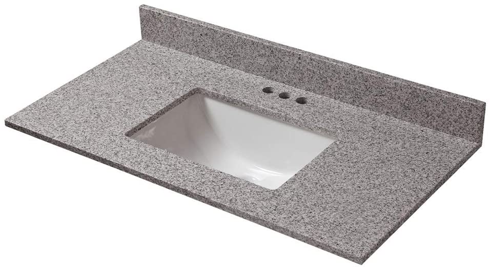 CAHABA CAVT0155 37 in x 19 in Napoli Granite Vanity Top with trough bowl and 4 in faucet spread