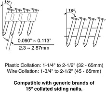 Load image into Gallery viewer, Freeman PCN65 Pneumatic 15 Degree 2-1/2&quot; Coil Siding Nailer Ergonomic and Lightweight Nail Gun with Tool-Free Depth Adjust and Side Load Magazine, Black