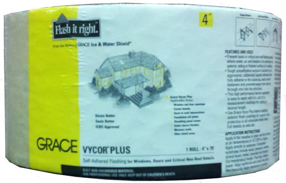 Grace 5003100 Vycor Plus Self-Adhered Flashing - 4 in. x 75 ft.