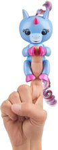 Load image into Gallery viewer, Fingerlings Baby Unicorn - Stella (Periwinkle Blue with Rainbow Mane &amp; Tail) - Friendly Interactive Toy by WowWee, One Size