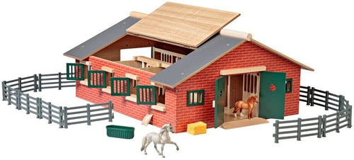 Breyer Stablemates Deluxe Horse Stable Set | 19 Piece Play Set with 2 Horses | 28