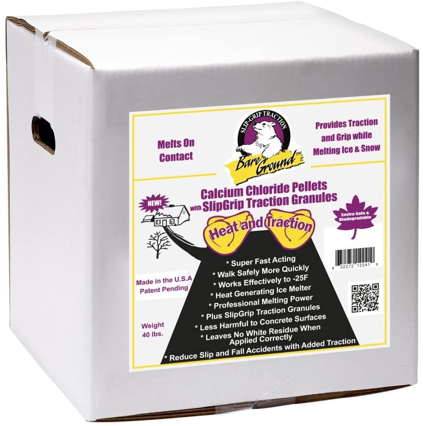 Bare Ground Calcium Chloride Snow and Ice Melt Pellets with Traction Granules in Shaker Jug