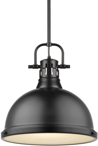 Golden Lighting 3604-L BLK Duncan Pendant, Matte Black with Matte Black Shade