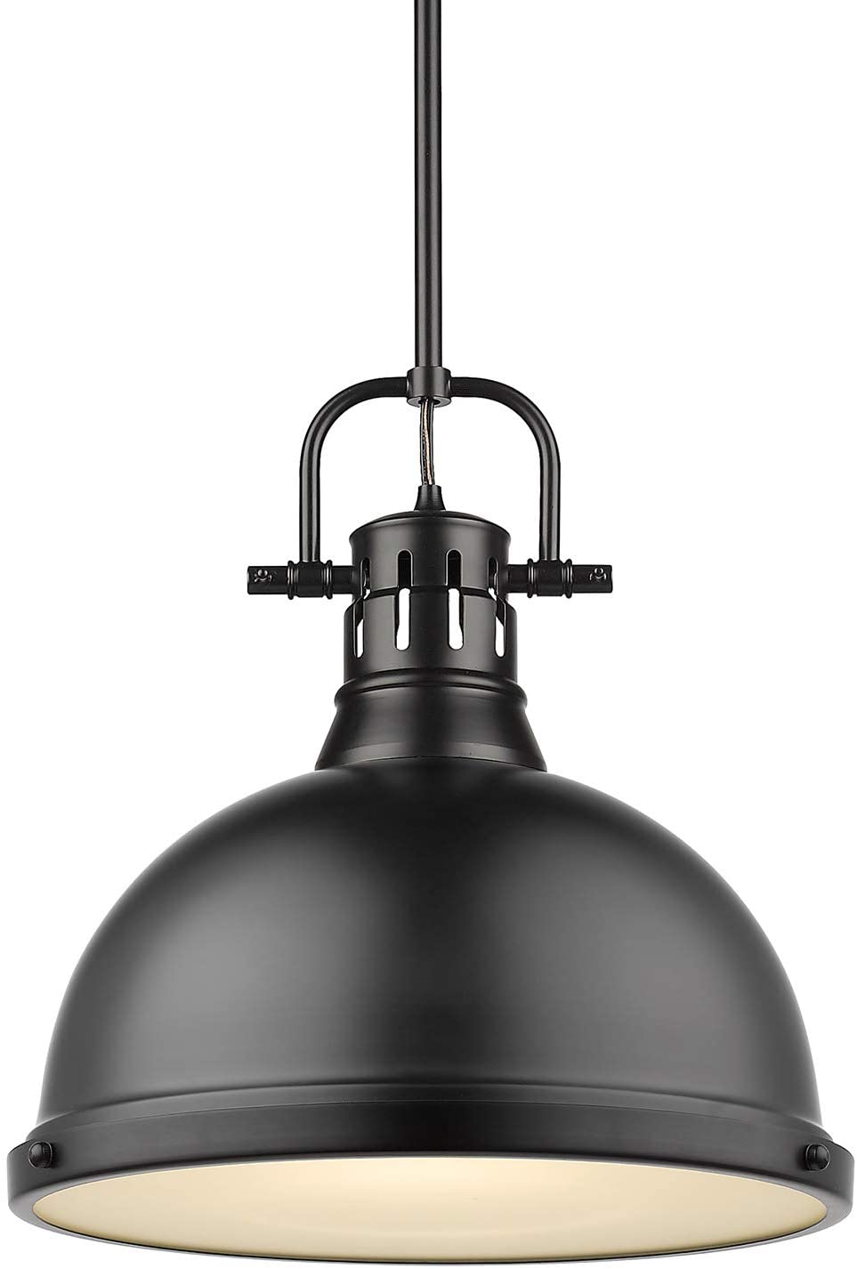 Golden Lighting 3604-L BLK Duncan Pendant, Matte Black with Matte Black Shade